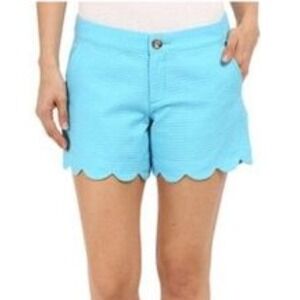 Lilly Pulitzer Buttercup Scalloped Hem Shorts Womens Size 10 Turquoise‎ Blue